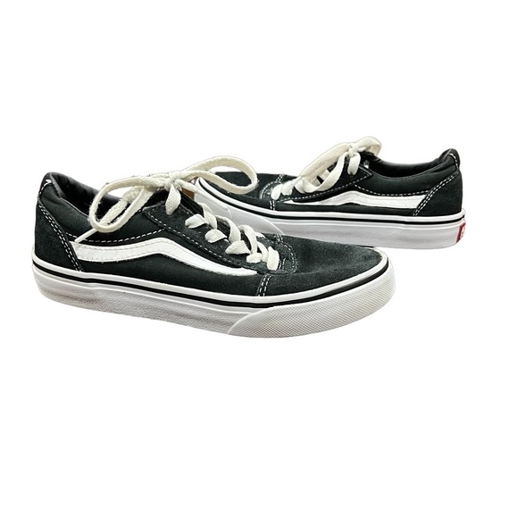 Vans Black Suede Canvas Old Skool Skater Shoe Sneakers Size 1 Kids - Picture 1 of 8